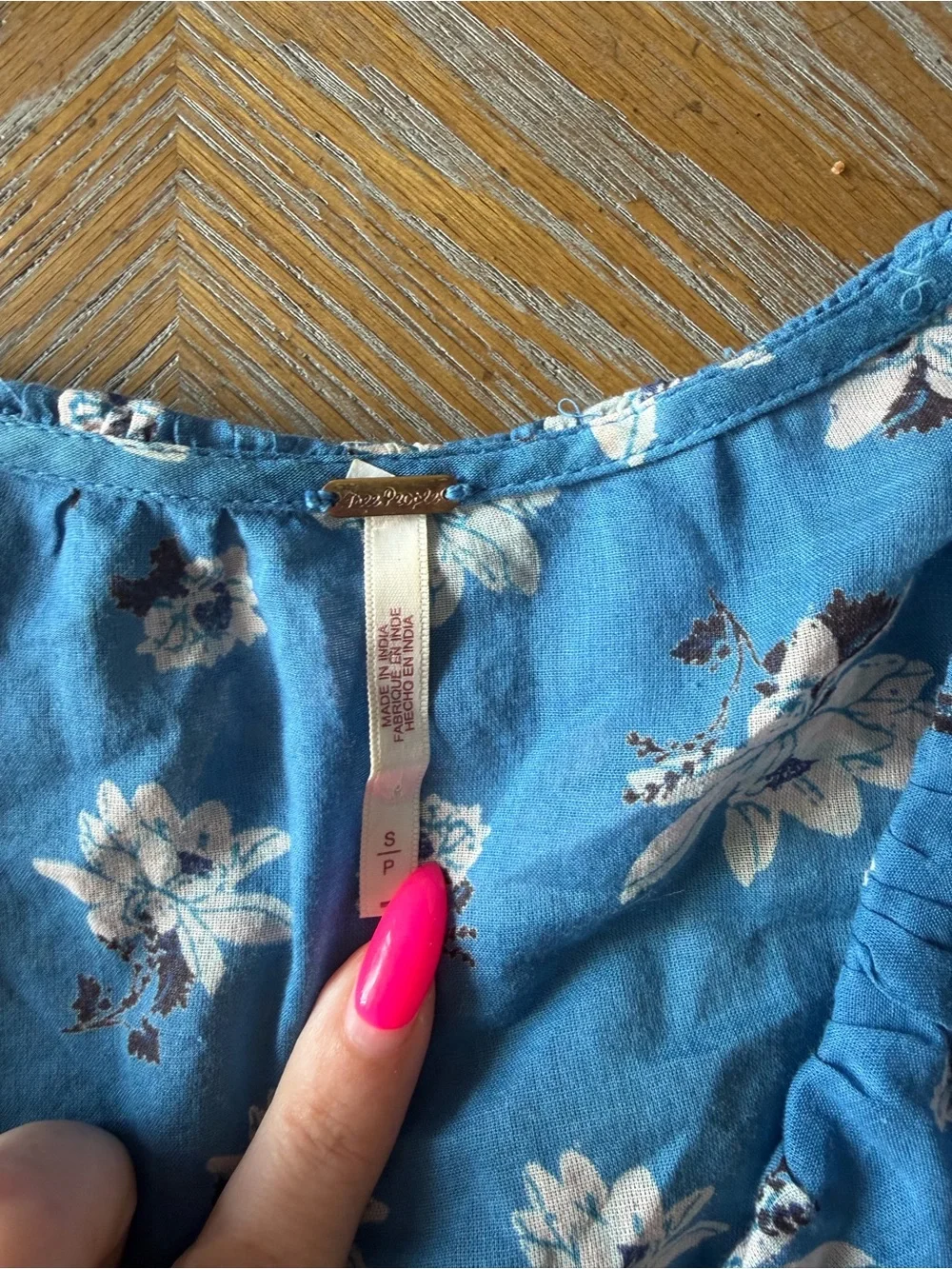 Free People Amanda Ruffle Wrap Blouse Blue Floral Boho Size Small